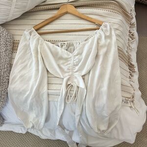 Elegant White Blouse with Tie Detail